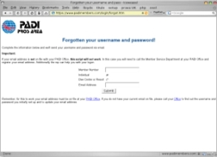 forgotten your username and password