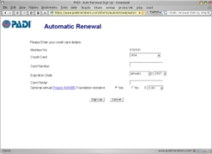 padi automatic renewal