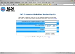 padi professional individual member sign up